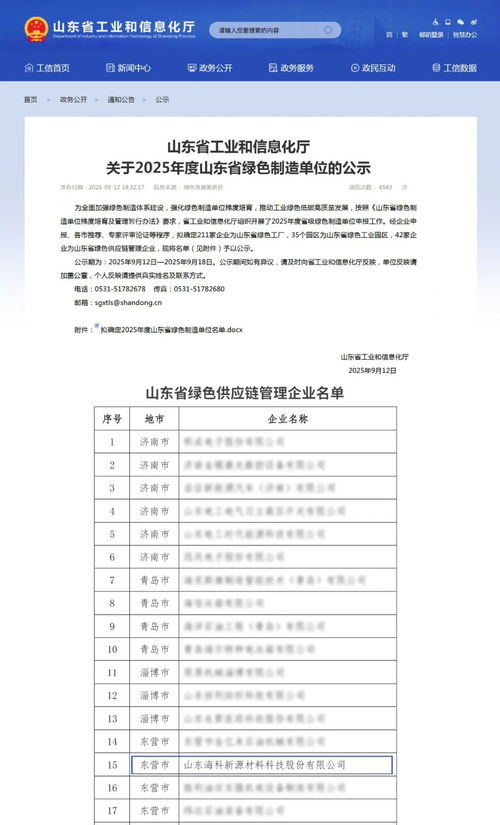 海科新源榮膺山東省綠色供應(yīng)鏈管理企業(yè)，引領(lǐng)可持續(xù)發(fā)展新標桿